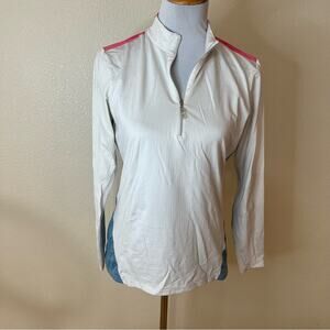 Bette & Court white pink blue collared half zipper golf shirt M